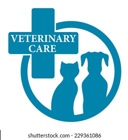 blue medical veterinary round sign with pet