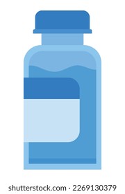 blue medicine bottle over white