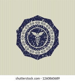 Blue medicine icon inside grunge style stamp