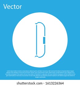 Blue Medieval bow icon isolated on blue background. Medieval weapon. White circle button. Vector Illustration