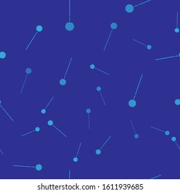 Blue Medieval chained mace ball icon isolated seamless pattern on blue background. Medieval weapon.  Vector Illustration