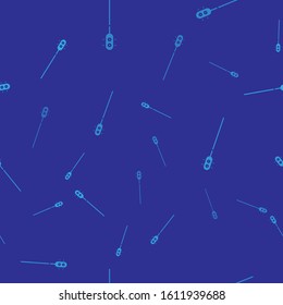 Blue Medieval chained mace ball icon isolated seamless pattern on blue background. Medieval weapon.  Vector Illustration
