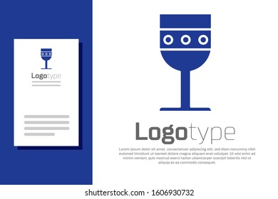 Blue Medieval goblet icon isolated on white background. Logo design template element. Vector Illustration
