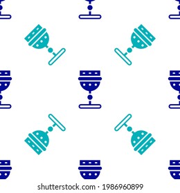 Blue Medieval goblet icon isolated seamless pattern on white background.  Vector