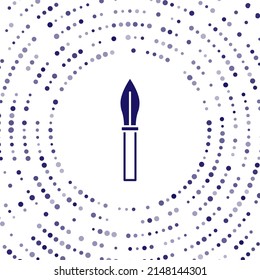 Blue Medieval spear icon isolated on white background. Medieval weapon. Abstract circle random dots. Vector