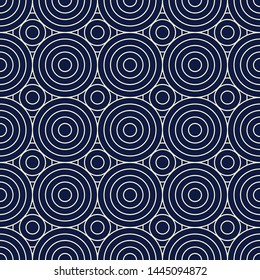 Blue Mediterranean Circles Seamless Pattern	