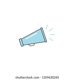Blue megaphone icon. Flat design. Vector.