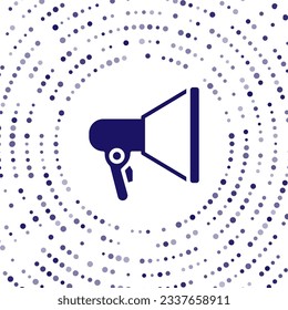 Blue Megaphone icon isolated on white background. Speaker sign. Abstract circle random dots. Vector
