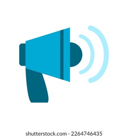 Diseño vectorial plano del icono del altavoz megáfono azul