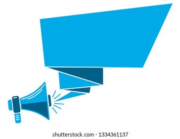 Blue megaphone with speech bubble blank