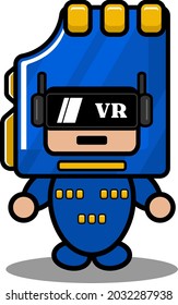 blue memory card mascot costume cute vector cartoon character wearing virtual reality glasses