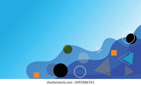Fondo abstracto azul de Memphis para el Anuncio, Plantilla de la presentación, promoción social de los medios, premio, telón de fondo, cartelera, etc.