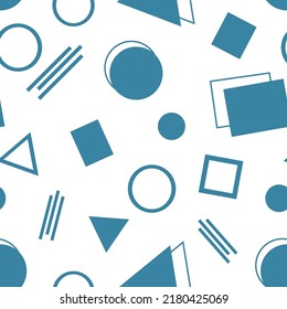 Blue memphis design seamless pattern with white background.