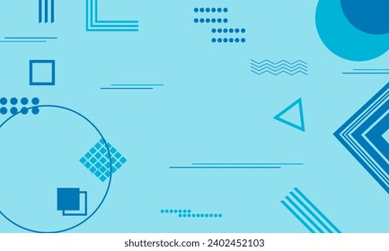 Blue memphis flat design background with geometric shapes. Illustration for banner, poster, ideas, cover, web,digital, wallpaper, greetin card