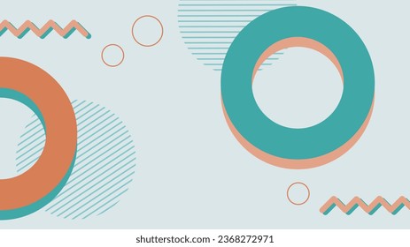 Blue memphis style flat circle shapes background