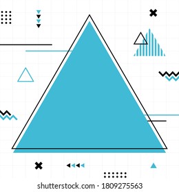 Blue memphis style in square size. Abstract creative background. Template for advertising or banner with copy space for text. Modern trendy cute flat graphic design illustration.