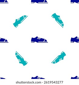 Blue Men shoes icon isolated seamless pattern on white background.  Vector