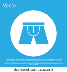 Blue Men underpants icon isolated on blue background. Man underwear. White circle button. Vector Illustration