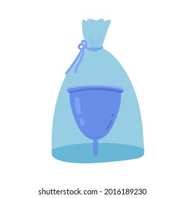 blue menstrual cup in a case icon isolated on white background. flat style