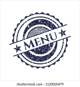 Blue Menu distressed rubber grunge seal
