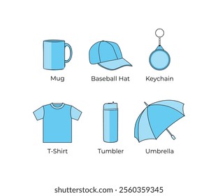 Blue merchandise promotion item design template vector illustration