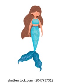 blue mermaid illustration over white