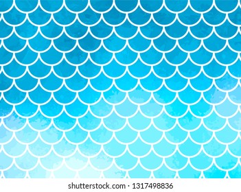 Blue mermaid scales. Fish scales. Underwater sea pattern. Vector illustration. Perfect for print design for textile, poster, greeting card, invitation.