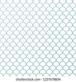 Blue Mermaid tail pattern on white background. Fish scale texture. Square image for invitation, textile design, wrapping paper, swimwear or wallpaper.  