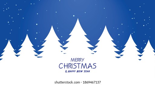 Blue merry christmas background with tree Free Vector