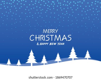 Fondo azul alegre de navidad con árbol libre vector