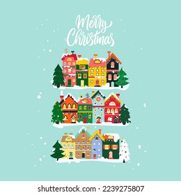 Blue Merry Christmas Concept. Vector Illustration of Seasonal Greetings. Holiday Celebration.