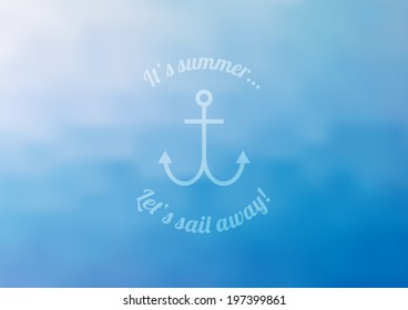Blue mesh background with anchor and text 'It's summer... Let's sail away!'