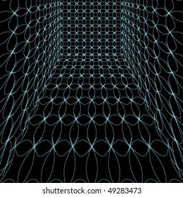 Blue Mesh Cube - Vector Illustration