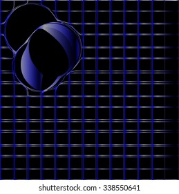 blue mesh on black background with swollen circles
