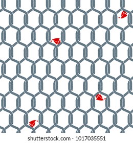 blue mesh and ships pattern seamless