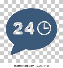 Blue Message Hours interface toolbar pictogram. Vector pictogram style is a flat symbol on chess transparent background.