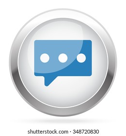 Blue Message icon on white glossy chrome app button