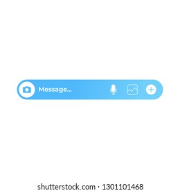 Blue message text box. Modern messenger user interface