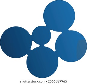 Blue metaball abstract geometric shape. Connected figures of liquid molecules. Morph vector design element for banner, collage, logo.	