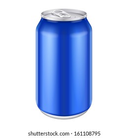 Blue Metal Aluminum Beverage Drink Can 330ml, 500ml. Mockup Template Ready For Your Design. Isolated On White Background. Product Packing. Vector EPS10 Product Packing Vector EPS10