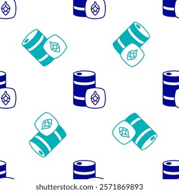 Blue Metal beer keg icon isolated seamless pattern on white background.  Vector