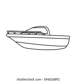 Blue metal boat.Police boat.A means of transportation on water.Ship and water transport single icon in outline style vector symbol stock illustration.