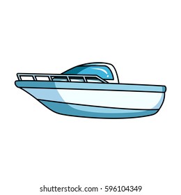 Blue metal boat.Police boat.A means of transportation on water.Ship and water transport single icon in cartoon style vector symbol stock illustration.