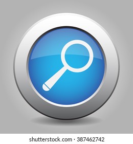 blue metal button with shadow - white magnifier