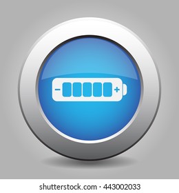 blue metal button - with white battery full icon