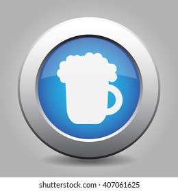 blue metal button - with white beer icon