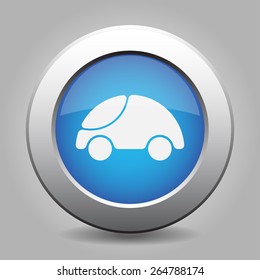blue metal button - with white car