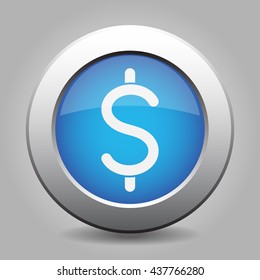 blue metal button - with white dollar currency symbol