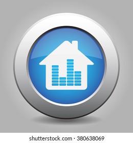 blue metal button - white house with signal