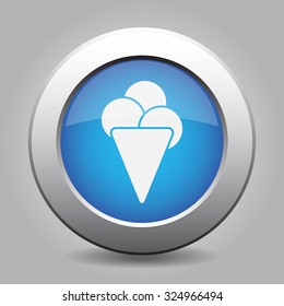 blue metal button - with white ice cream
